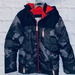 Boys black red and grey Champion winter coat 8-10